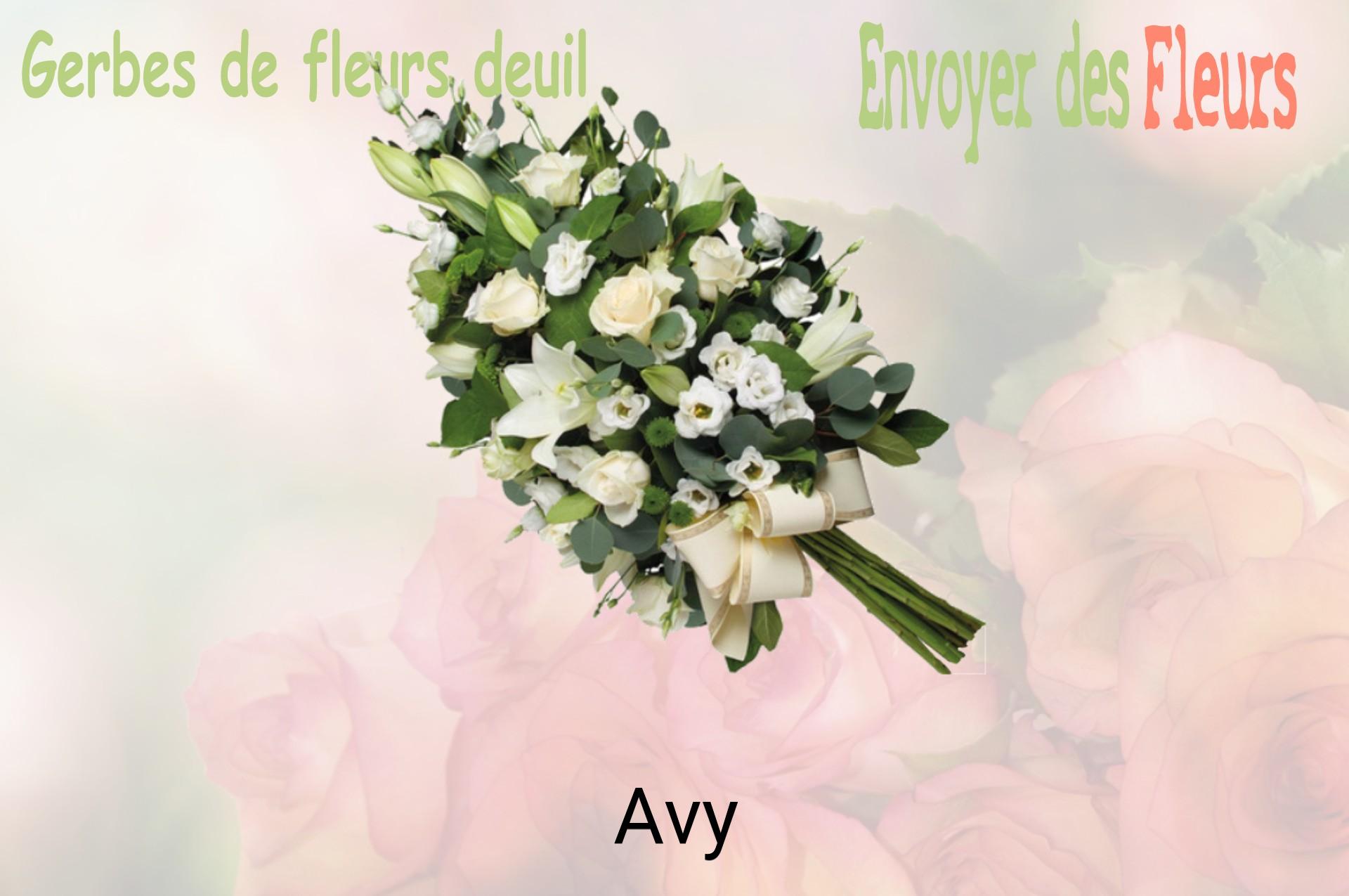 Gerbe de fleurs de deuil livrée à Avy